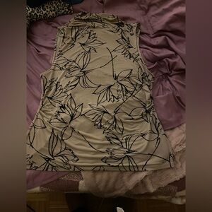 Calvin Klein Cream and Black Patterned Top